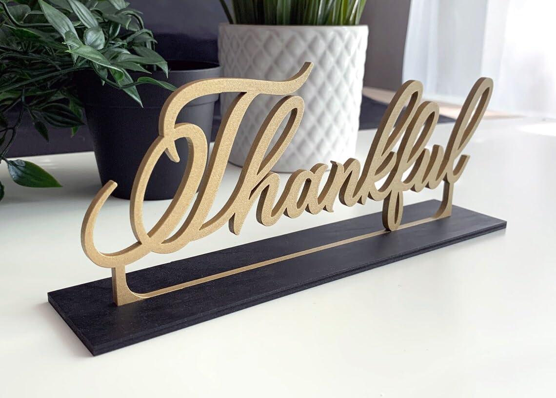 Haoser Thankful Freestanding Table Sign, Living Room Sign, standing sign - Haoser